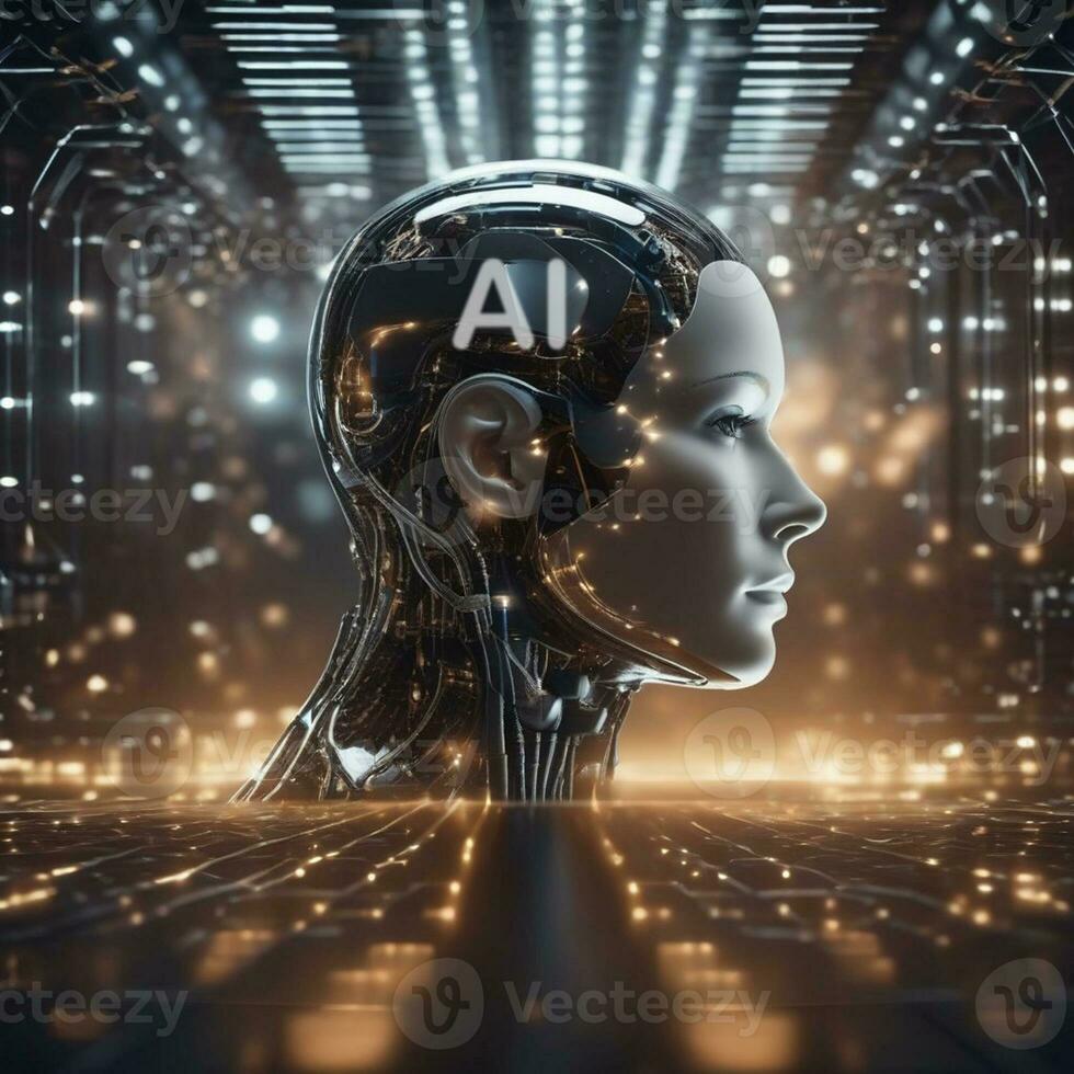 Artificial intelligence AI machine learning and machine learning concept. 3D rendering photo