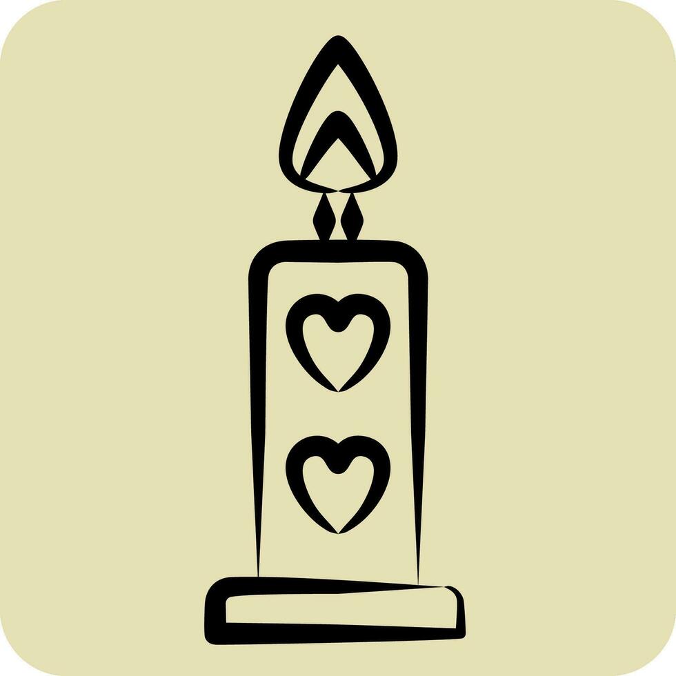 Icon Candle. related to Valentine Day symbol. hand drawn style. simple design editable. simple illustration vector