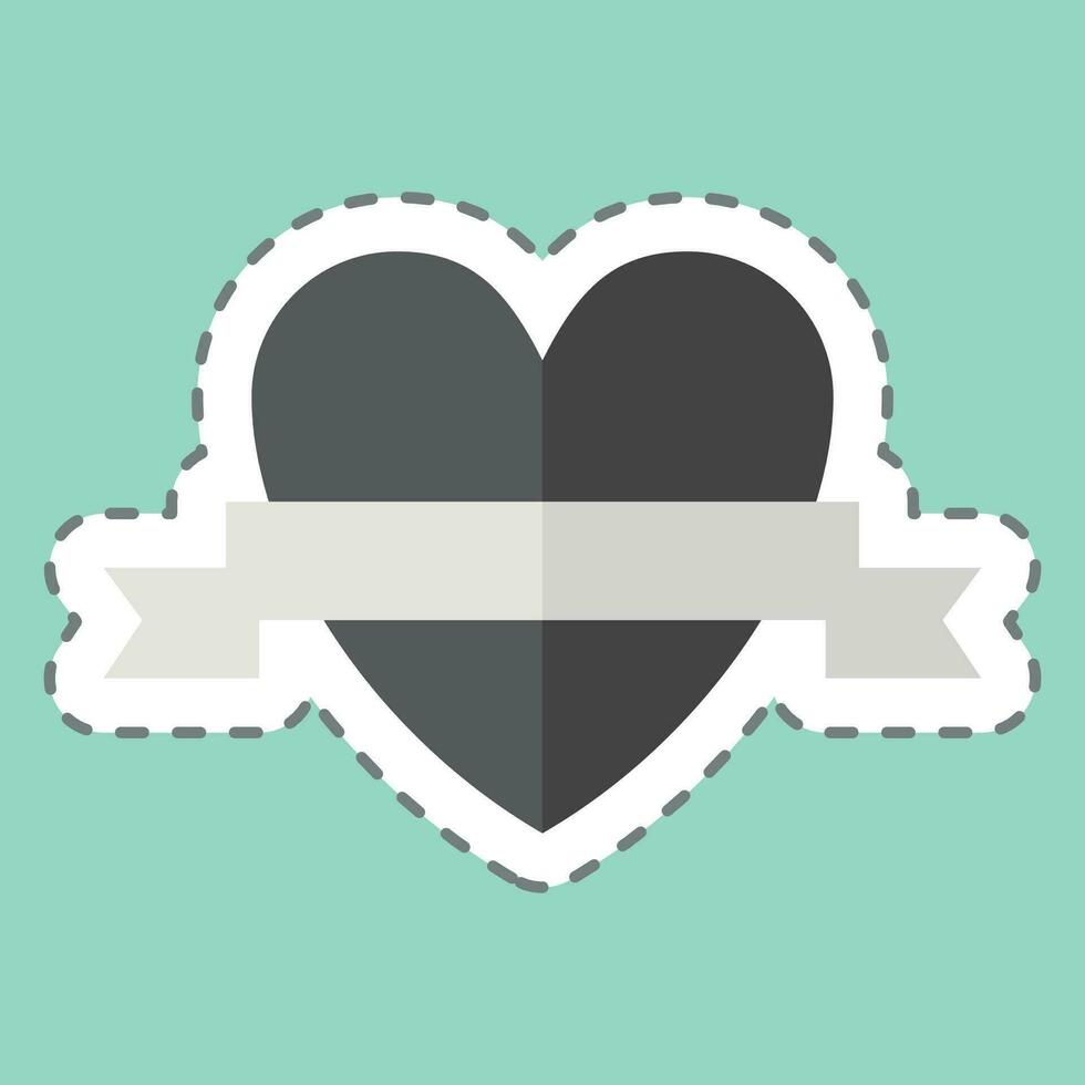 Sticker line cut Love. related to Valentine Day symbol. simple design editable. simple illustration vector