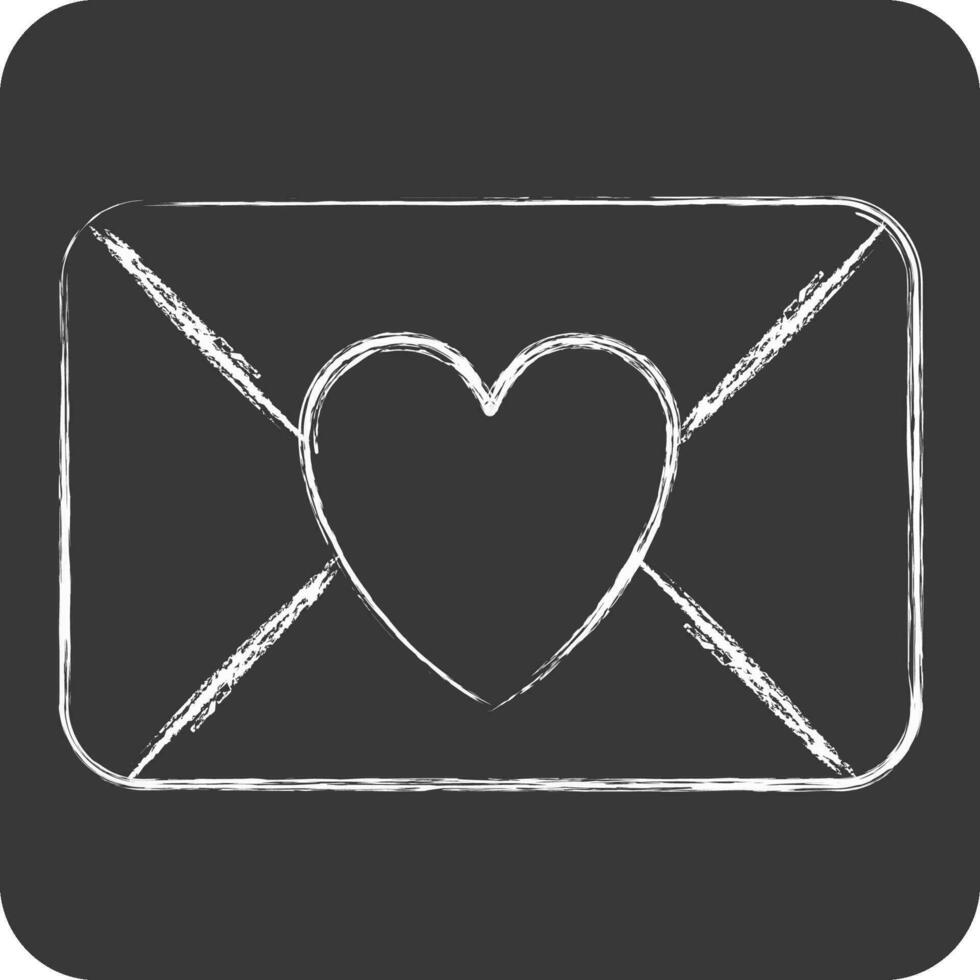 Icon Love Letter. related to Valentine Day symbol. chalk Style. simple design editable. simple illustration vector