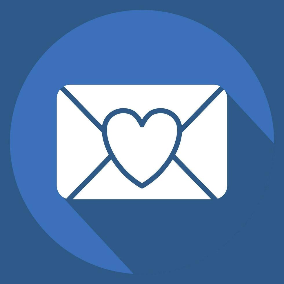 Icon Love Letter. related to Valentine Day symbol. long shadow style. simple design editable. simple illustration vector