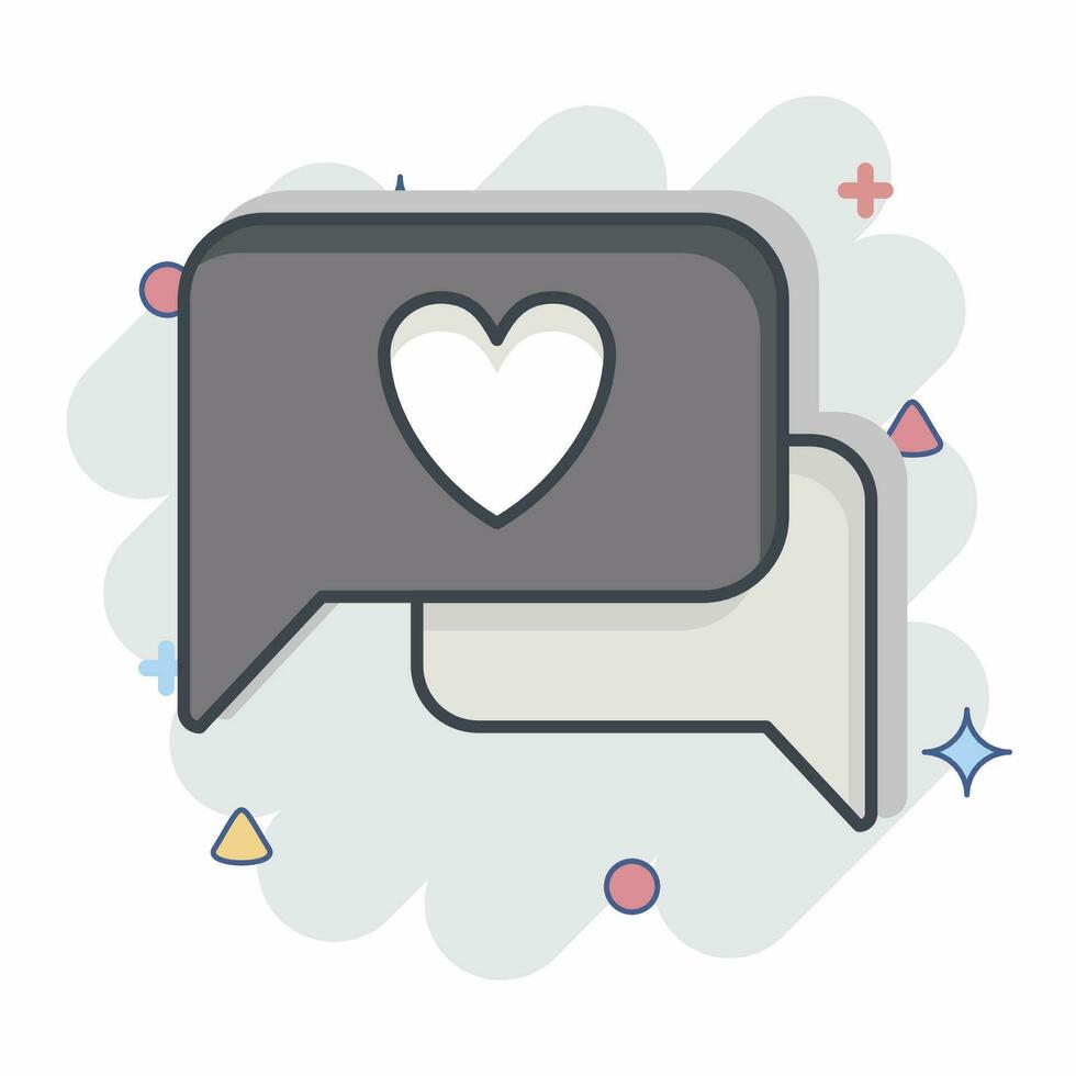 Icon Romantic Chat. related to Valentine Day symbol. comic style. simple design editable. simple illustration vector