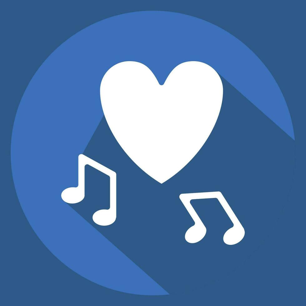 Icon Music. related to Valentine Day symbol. long shadow style. simple design editable. simple illustration vector