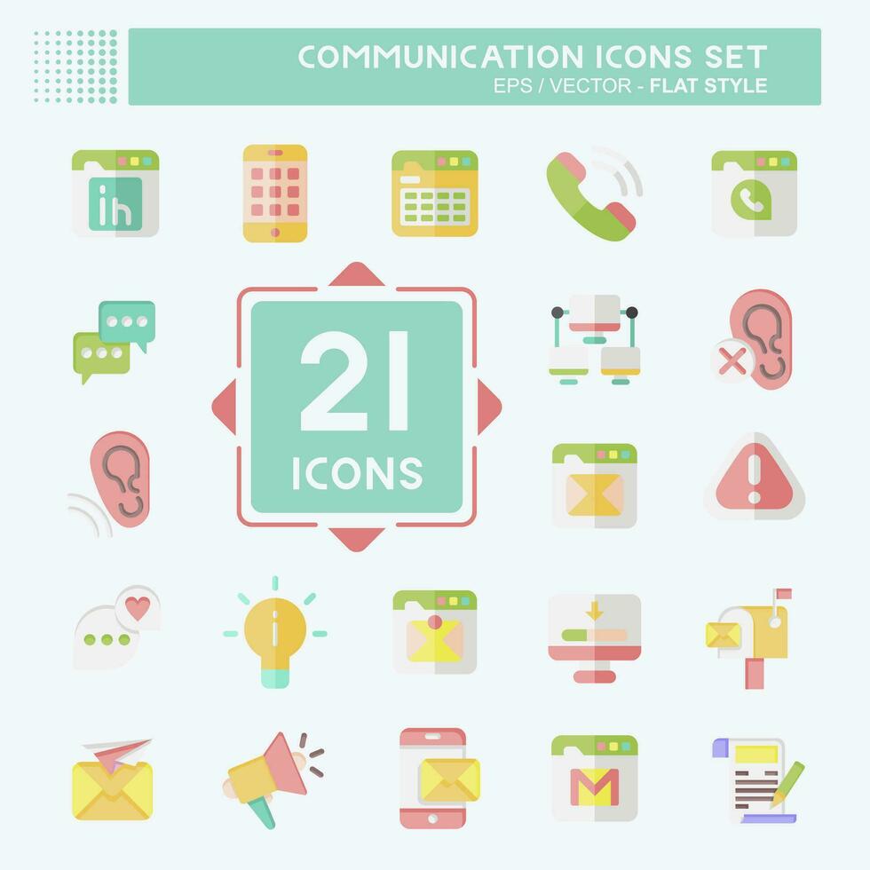 Icon Set Communication. related to Internet symbol. flat style. simple design editable. simple illustration vector