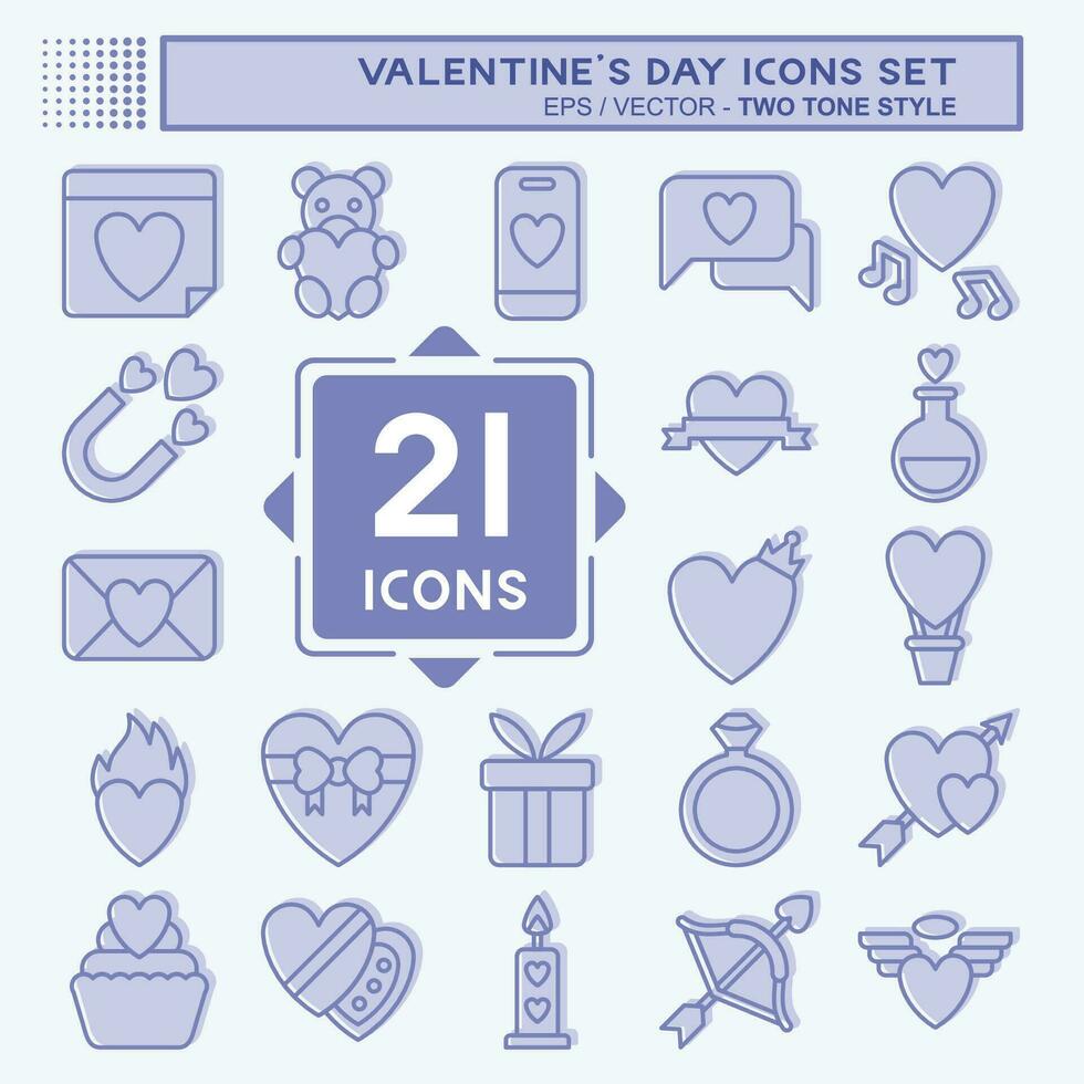 Icon Set Valentine Day. related to Love symbol. two tone style. simple design editable. simple illustration vector