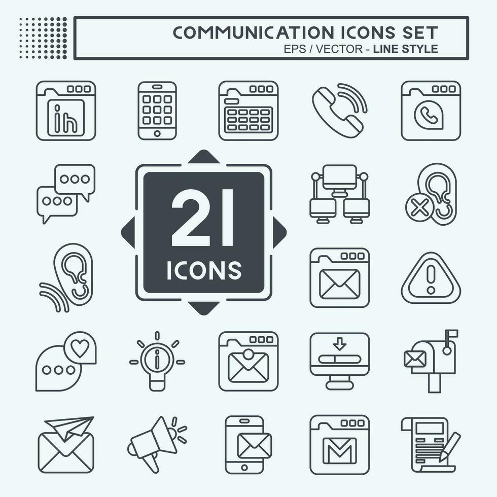 Icon Set Communication. related to Internet symbol. line style. simple design editable. simple illustration vector