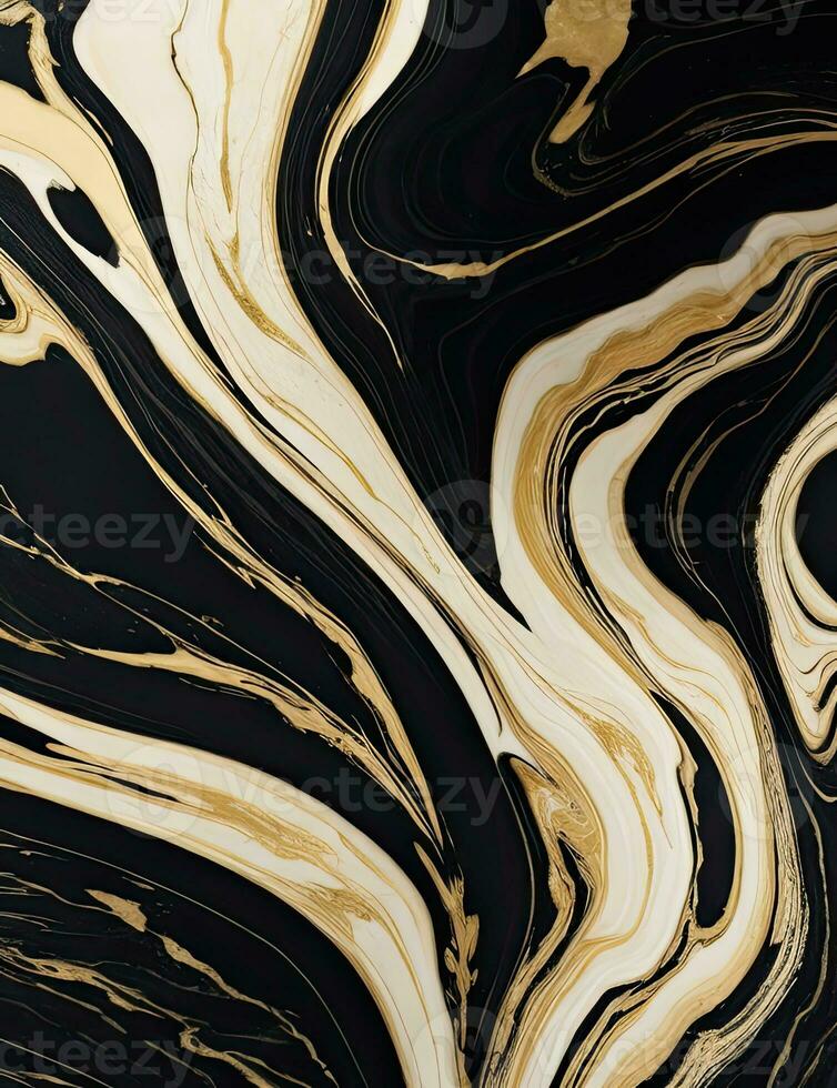 Black and white background with marble texture. The effect of natural stone with gold veins, luxury backdrop. AI Generative. photo