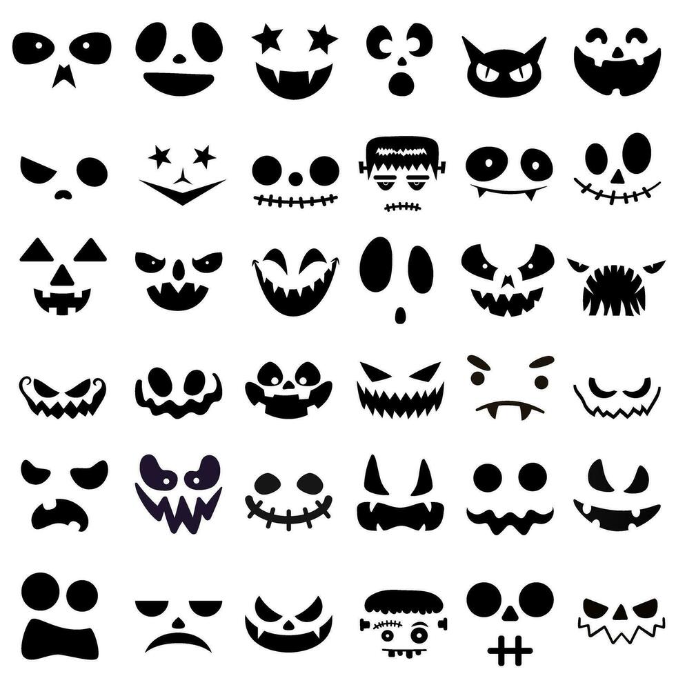 Halloween Face icon vector set. Scary face illustration sign collection. Pumpkin face symbol or logo.