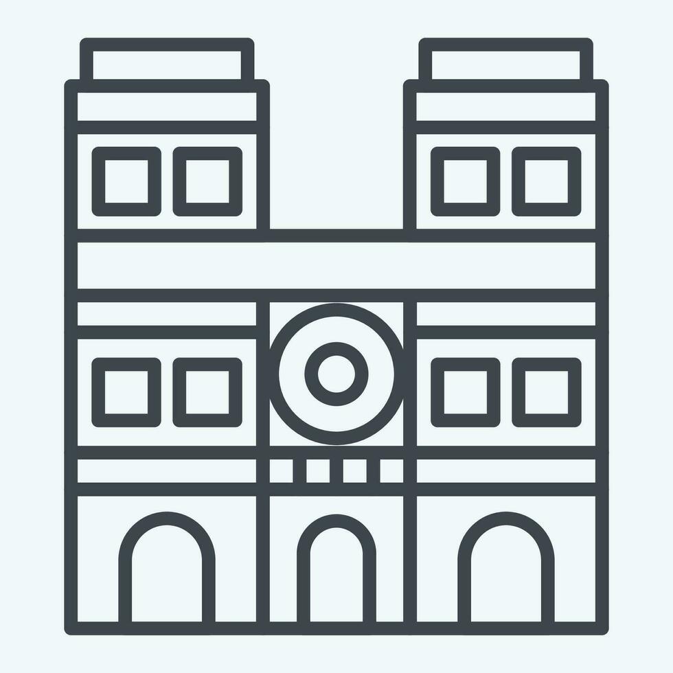 Icon Notre Dame. related to France symbol. line style. simple design editable. simple illustration vector