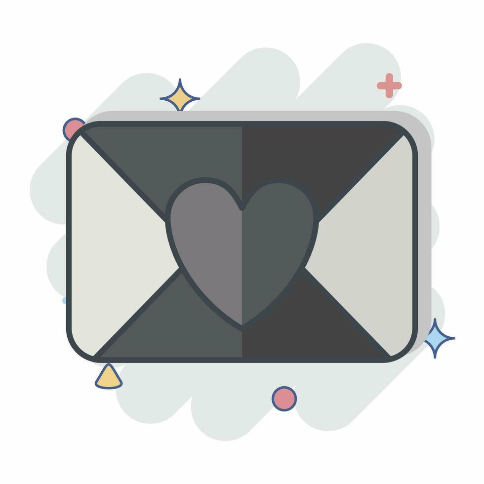 Icon Love Letter. related to Valentine Day symbol. comic style. simple design editable. simple illustration vector