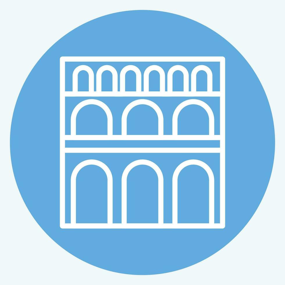 Icon Pont Du Gard. related to France symbol. blue eyes style. simple design editable. simple illustration vector