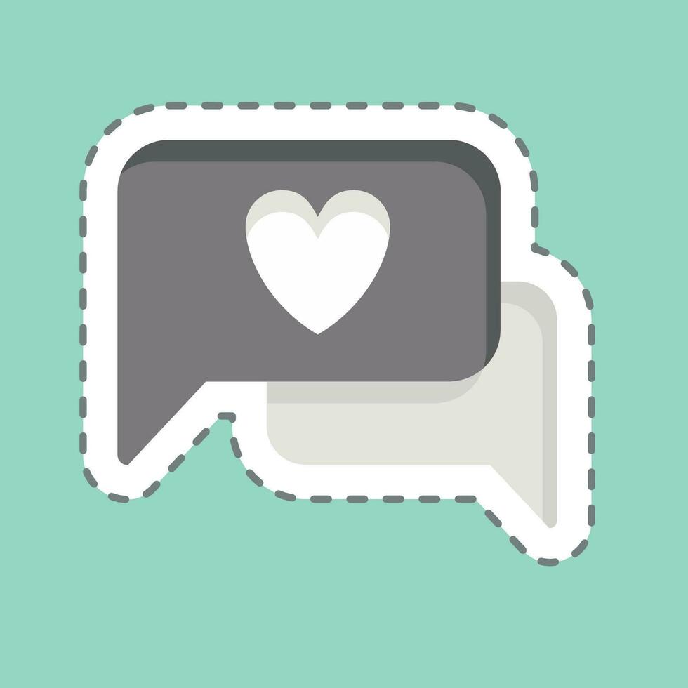 Sticker line cut Romantic Chat. related to Valentine Day symbol. simple design editable. simple illustration vector