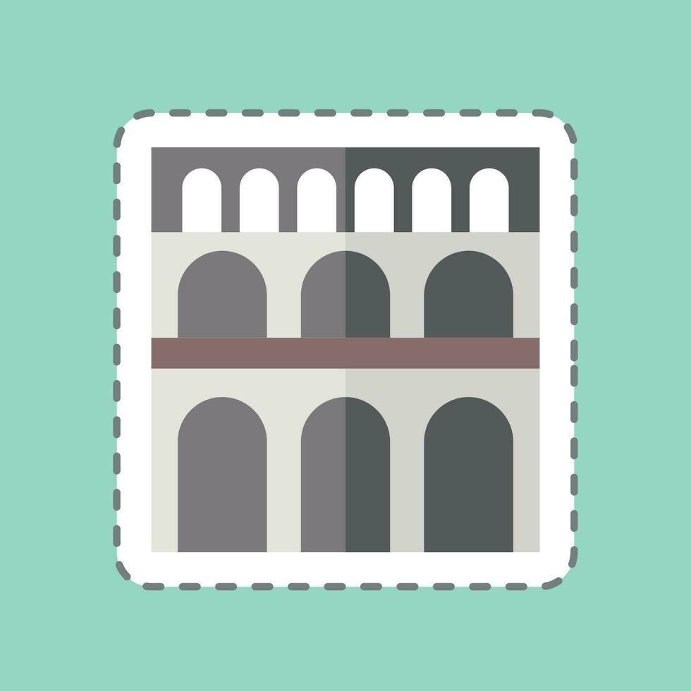 Sticker line cut Pont Du Gard. related to France symbol. simple design editable. simple illustration vector