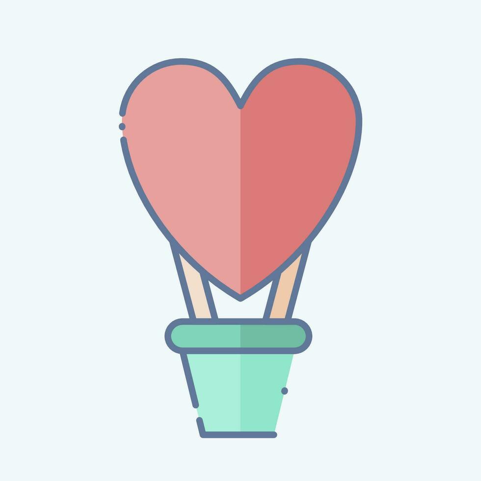 Icon Hot Air Balloon. related to Valentine Day symbol. doodle style. simple design editable. simple illustration vector