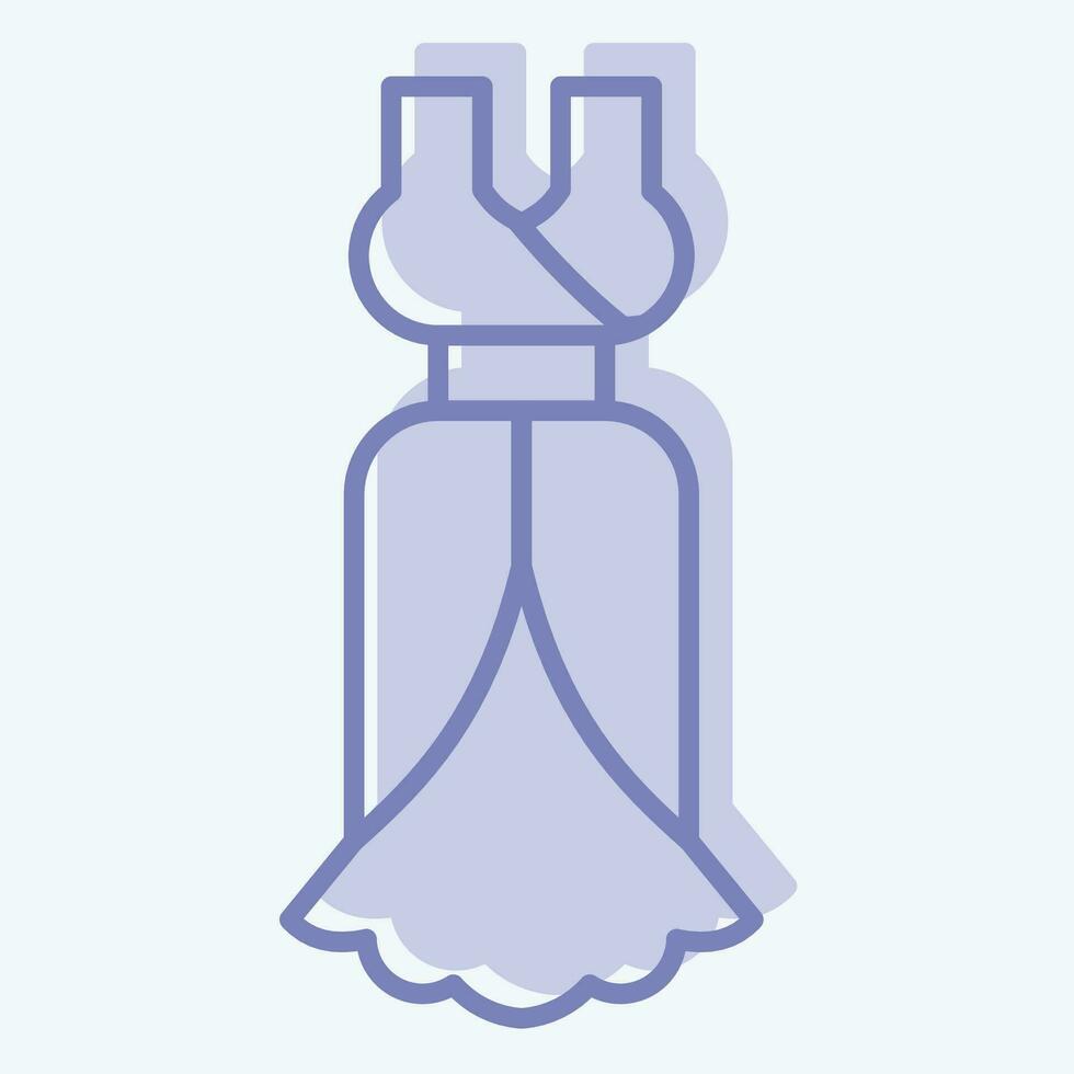 Icon Beautiful Dress. related to France symbol. two tone style. simple design editable. simple illustration vector