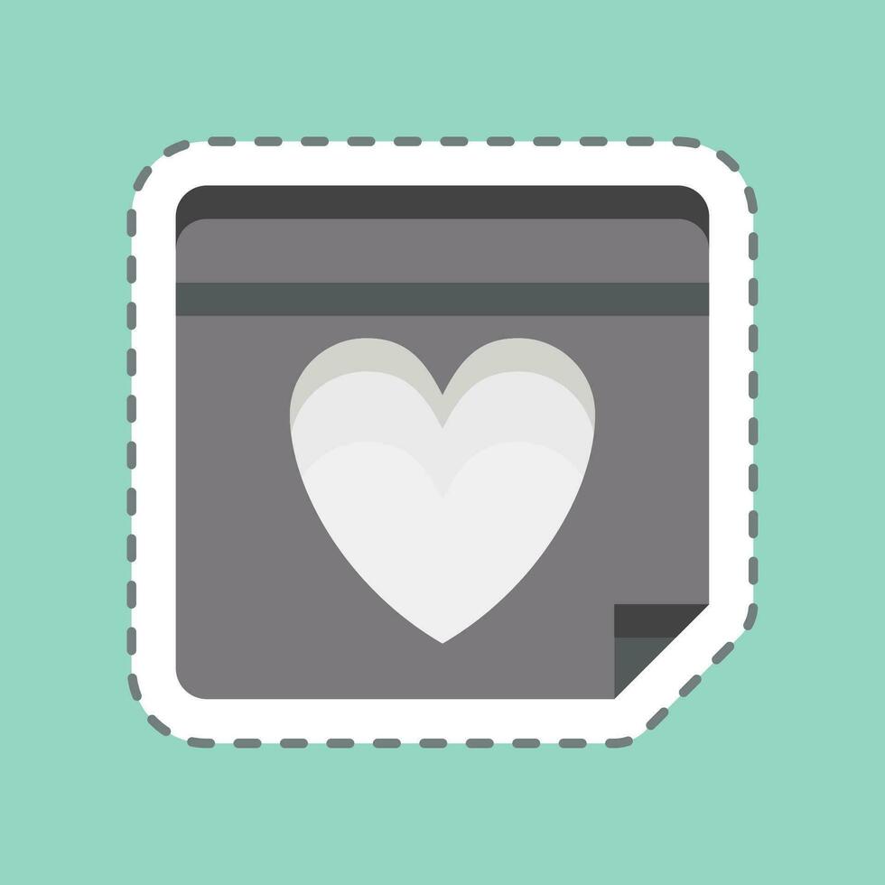 Sticker line cut Valentines Day. related to Valentine Day symbol. simple design editable. simple illustration vector