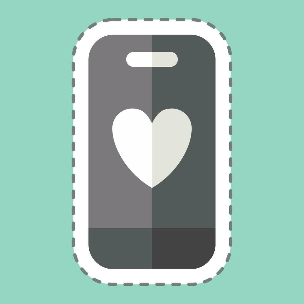 Sticker line cut Smart Phone. related to Valentine Day symbol. simple design editable. simple illustration vector