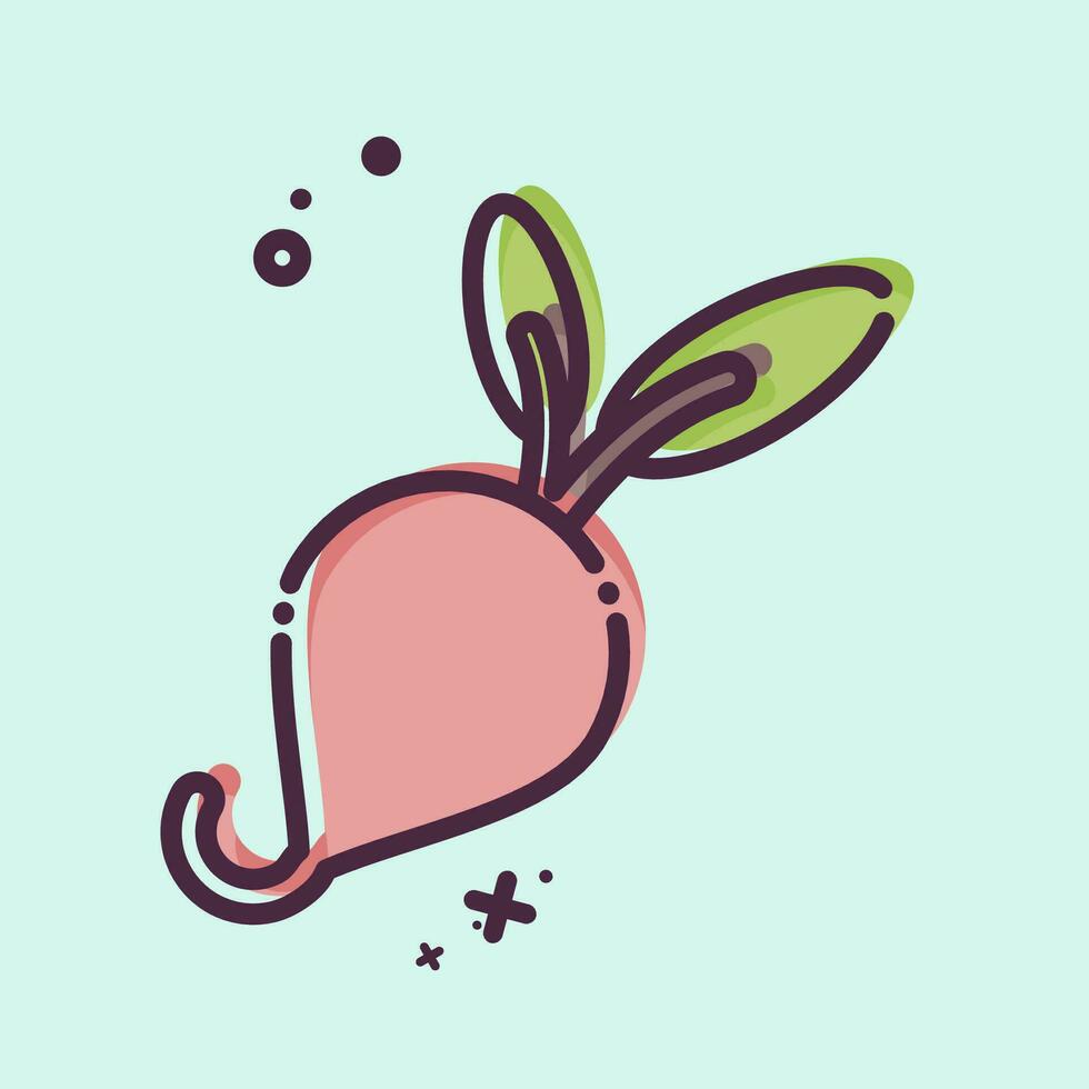 Icon Radish. related to Fruit and Vegetable symbol. MBE style. simple design editable. simple illustration vector