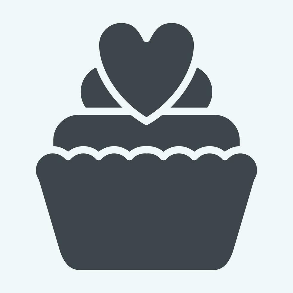 Icon Cup Cake. related to Valentine Day symbol. glyph style. simple design editable. simple illustration vector