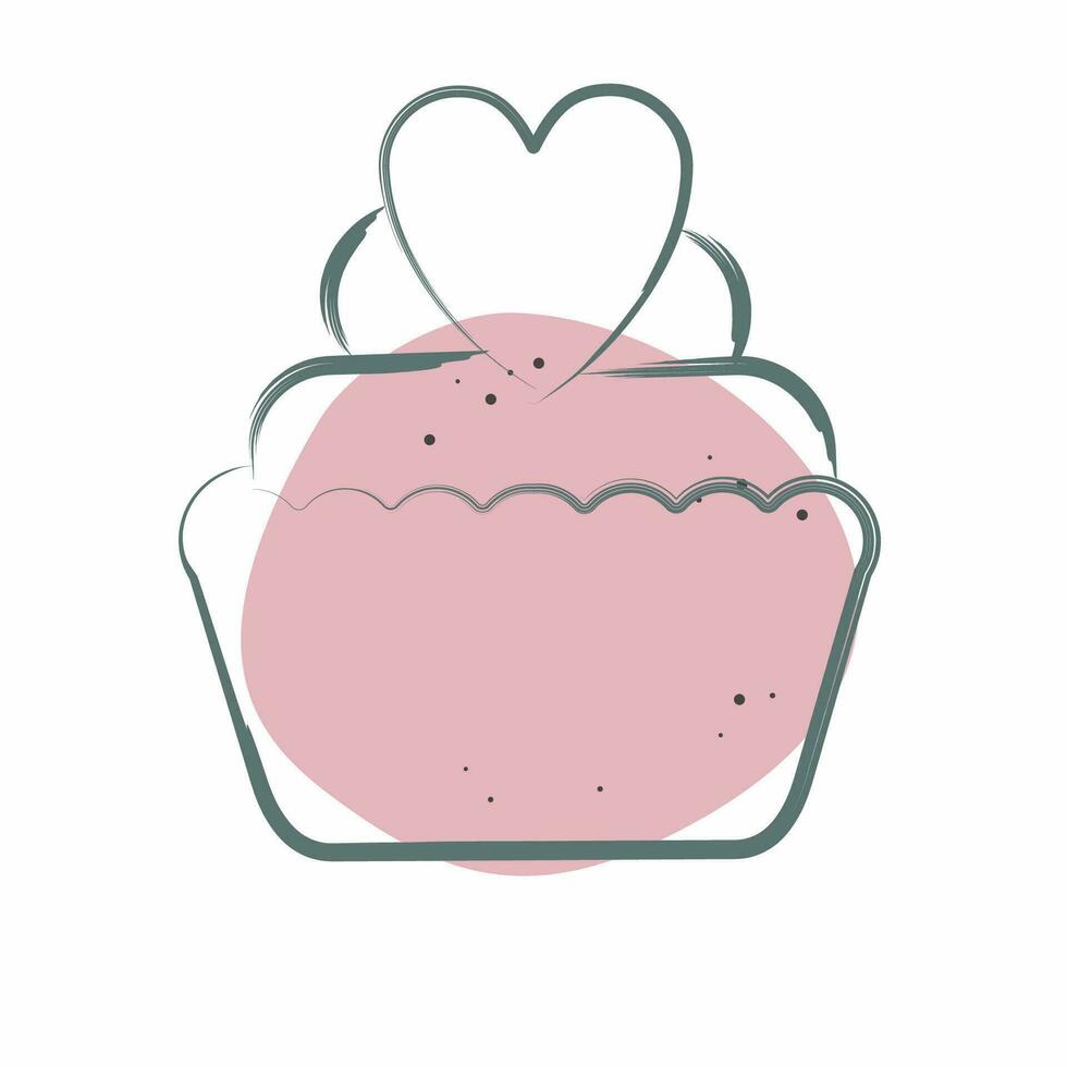 Icon Cup Cake. related to Valentine Day symbol. Color Spot Style. simple design editable. simple illustration vector