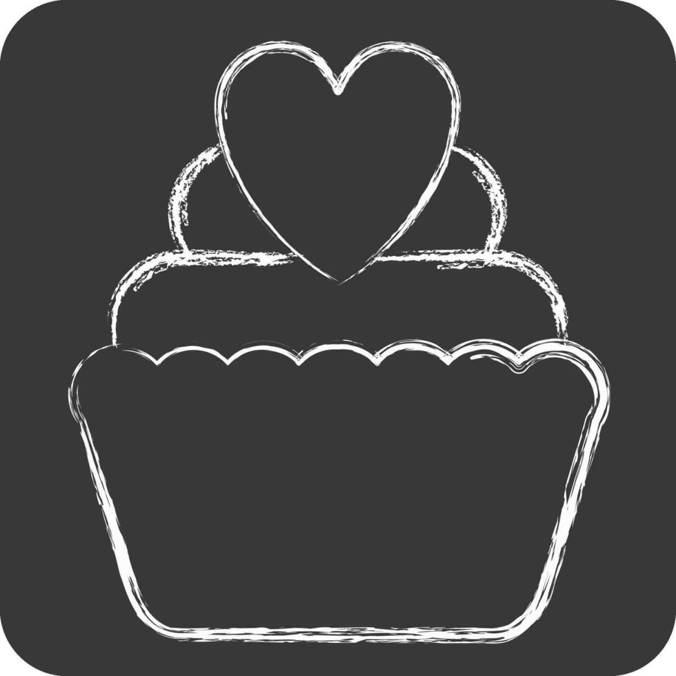 Icon Cup Cake. related to Valentine Day symbol. chalk Style. simple design editable. simple illustration vector