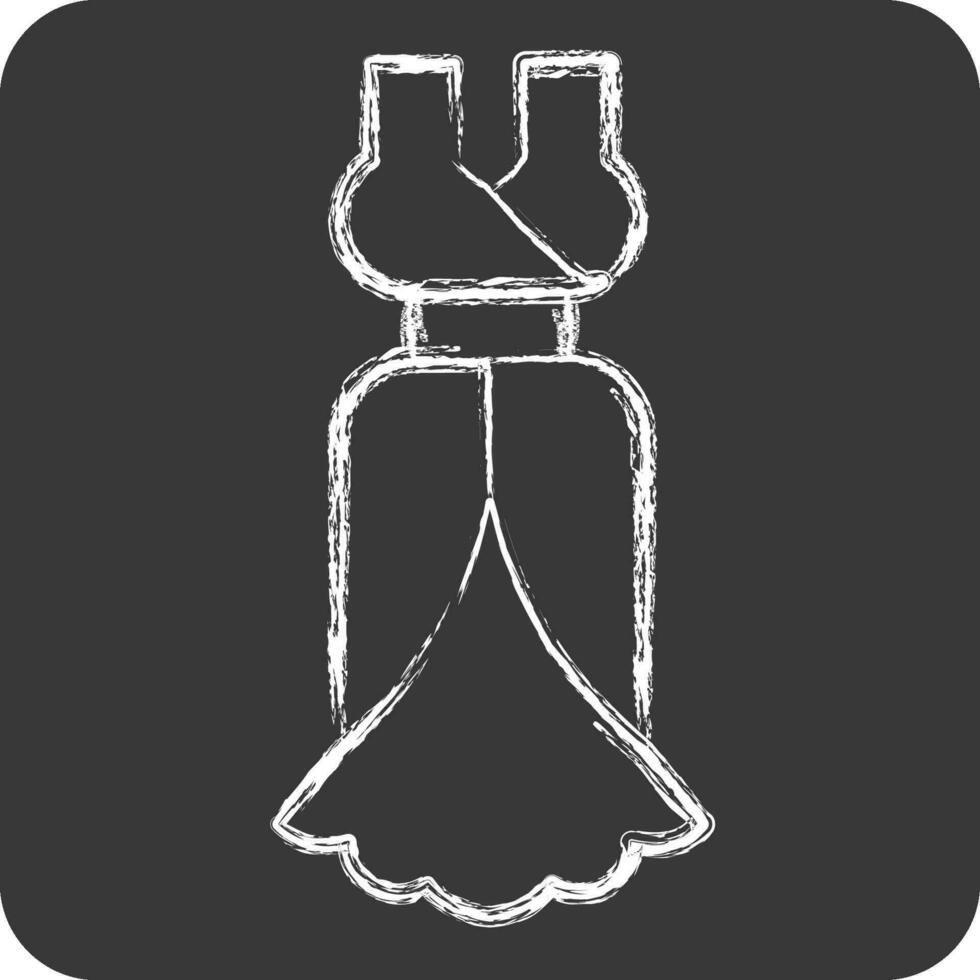 Icon Beautiful Dress. related to France symbol. chalk Style. simple design editable. simple illustration vector