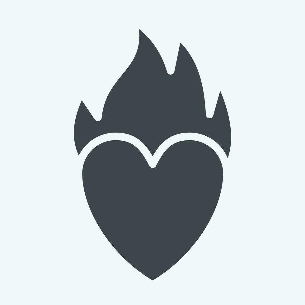 Icon Heart Fire. related to Valentine Day symbol. glyph style. simple design editable. simple illustration vector