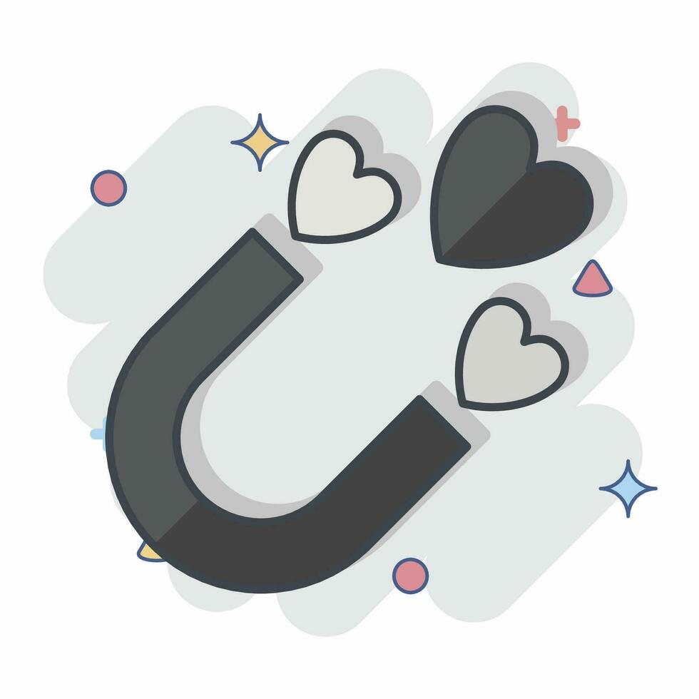 Icon Magnet. related to Valentine Day symbol. comic style. simple design editable. simple illustration vector