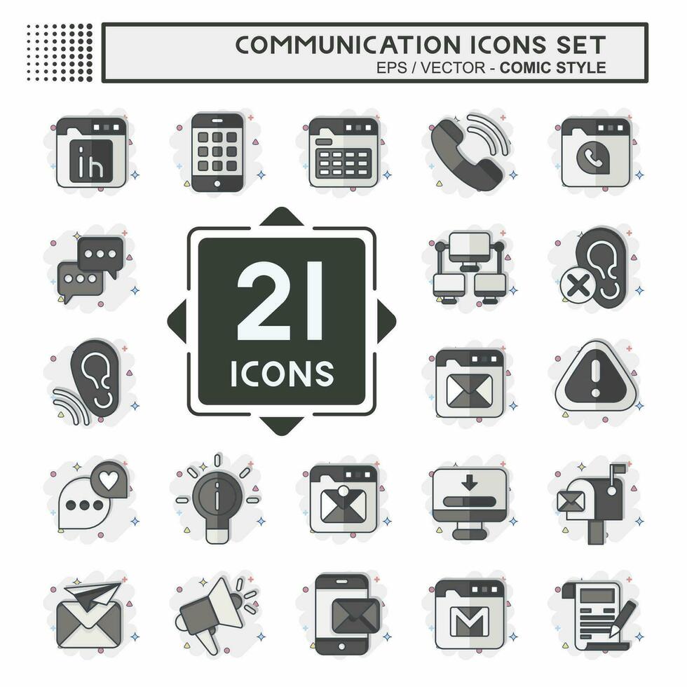 Icon Set Communication. related to Internet symbol. comic style. simple design editable. simple illustration vector
