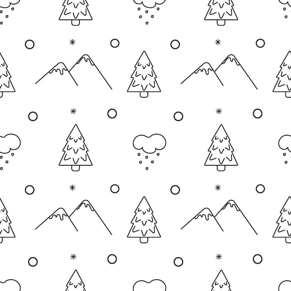 Winter vector seamless pattern. In doodle style
