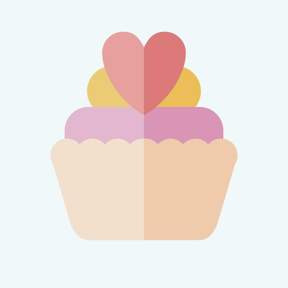 Icon Cup Cake. related to Valentine Day symbol. flat style. simple design editable. simple illustration vector