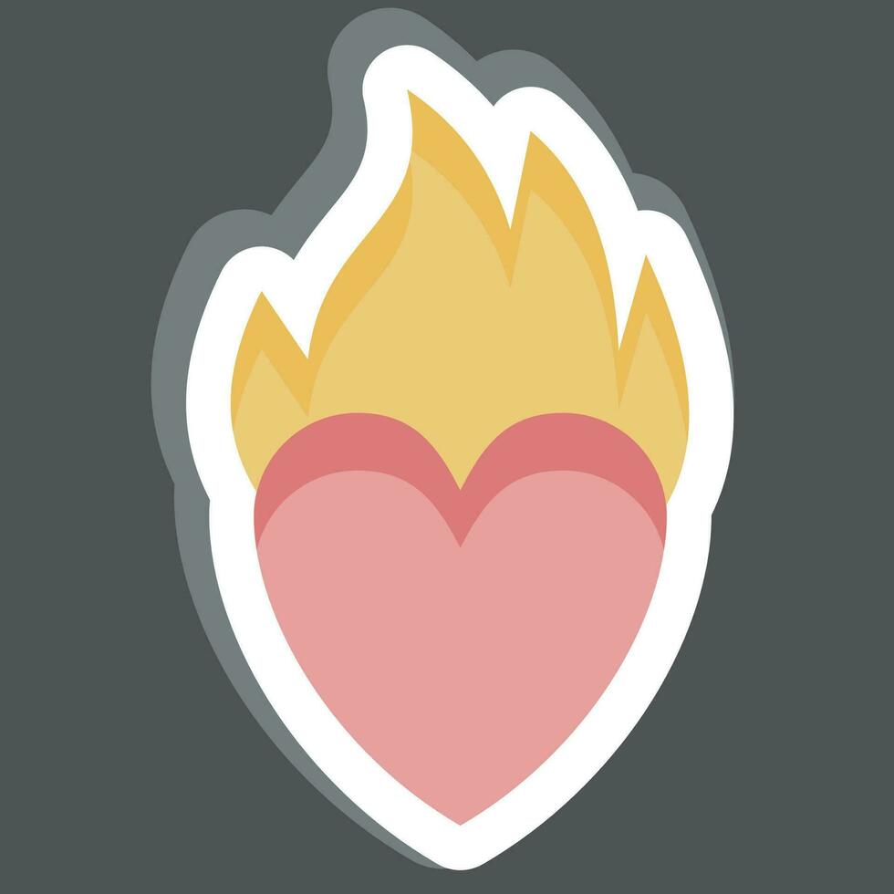 Sticker Heart Fire. related to Valentine Day symbol. glyph style. simple design editable. simple illustration vector