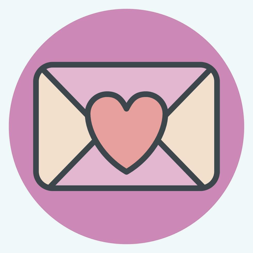 Icon Love Letter. related to Valentine Day symbol. color mate style. simple design editable. simple illustration vector