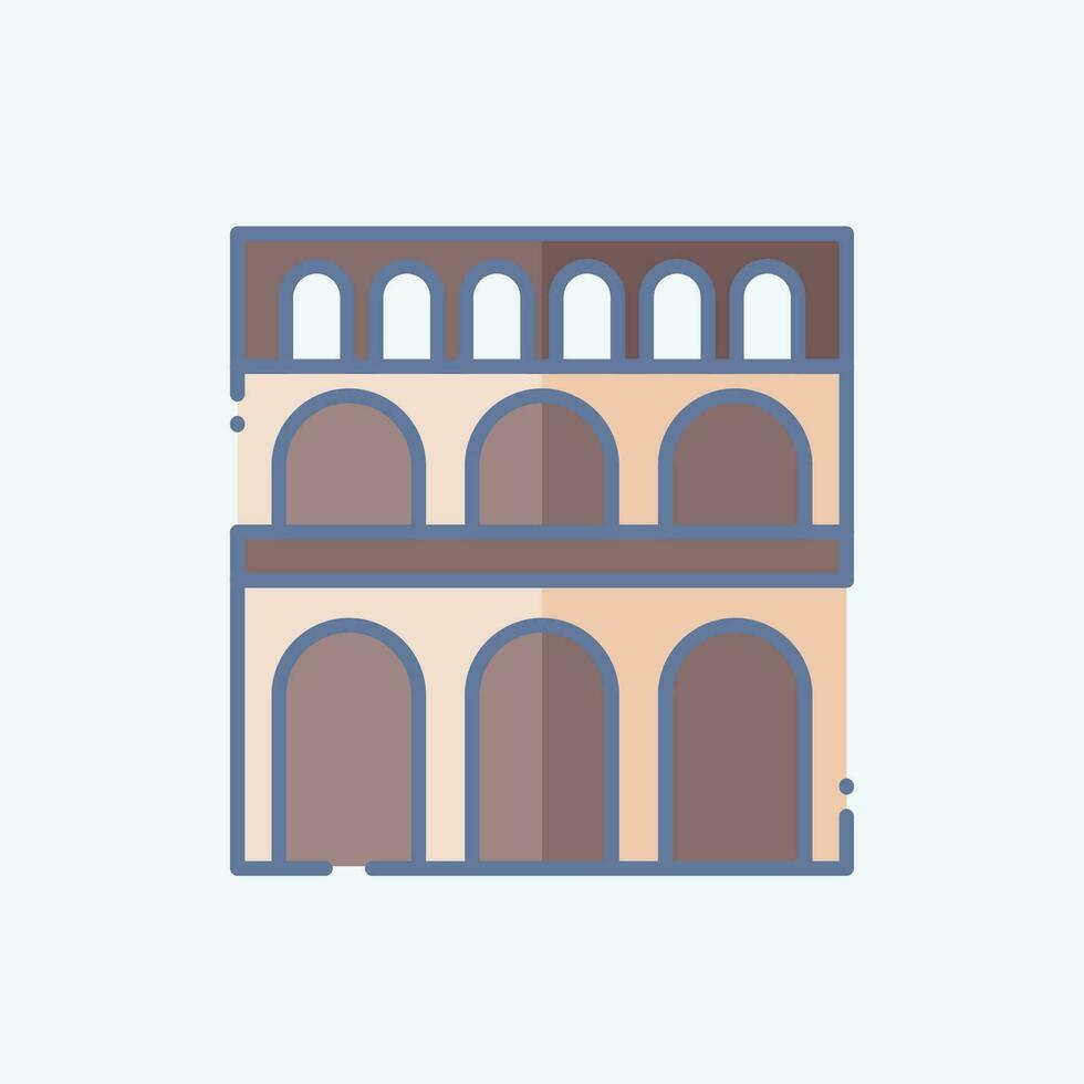 Icon Pont Du Gard. related to France symbol. doodle style. simple design editable. simple illustration vector