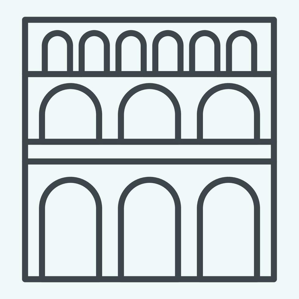 icono Pont du gard. relacionado a Francia símbolo. línea estilo. sencillo diseño editable. sencillo ilustración vector