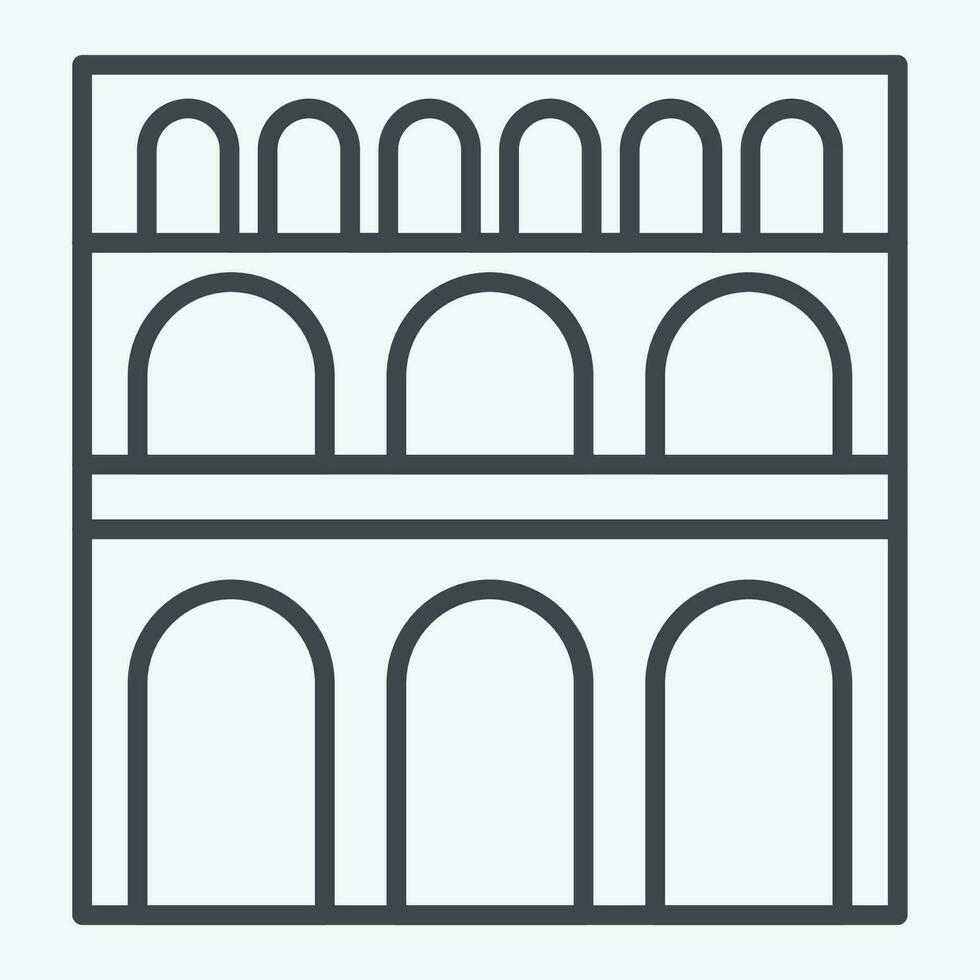 Icon Pont Du Gard. related to France symbol. line style. simple design editable. simple illustration vector