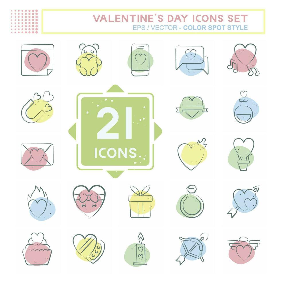Icon Set Valentine Day. related to Love symbol. Color Spot Style. simple design editable. simple illustration vector
