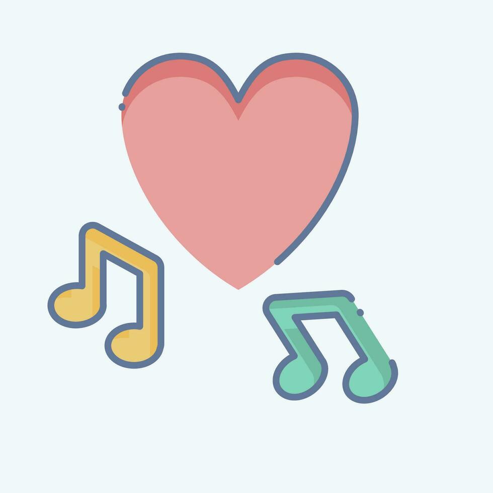 Icon Music. related to Valentine Day symbol. doodle style. simple design editable. simple illustration vector