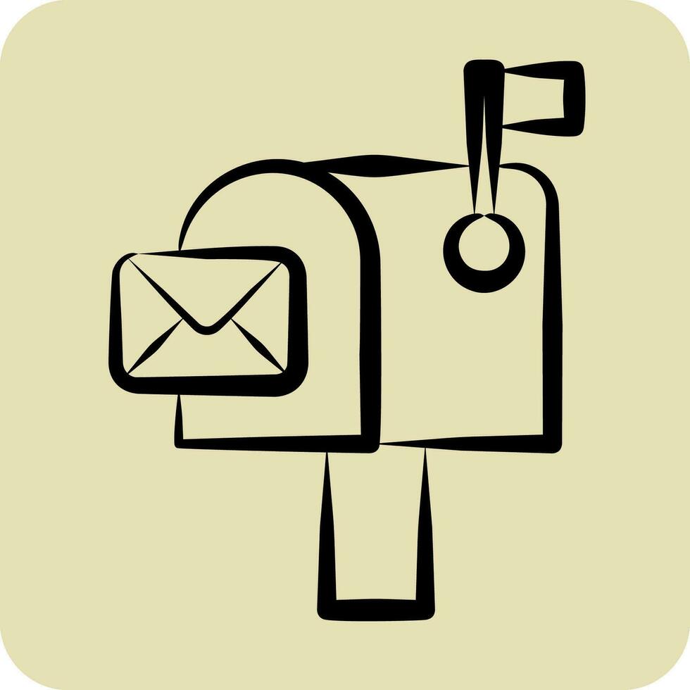 Icon Mailbox. related to Communication symbol. hand drawn style. simple design editable. simple illustration vector