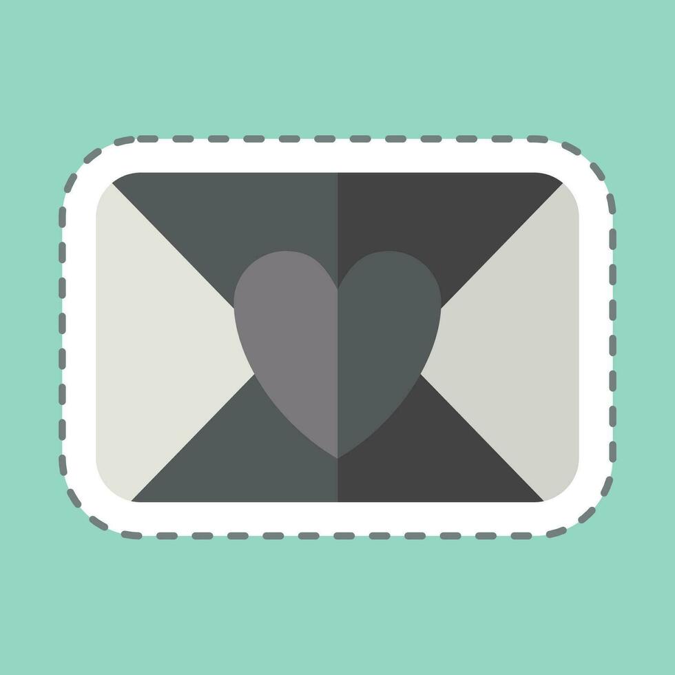 Sticker line cut Love Letter. related to Valentine Day symbol. simple design editable. simple illustration vector