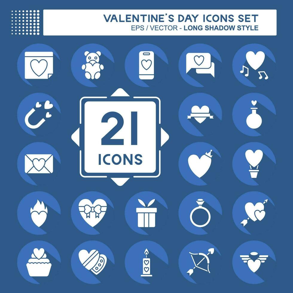 Icon Set Valentine Day. related to Love symbol. long shadow style. simple design editable. simple illustration vector