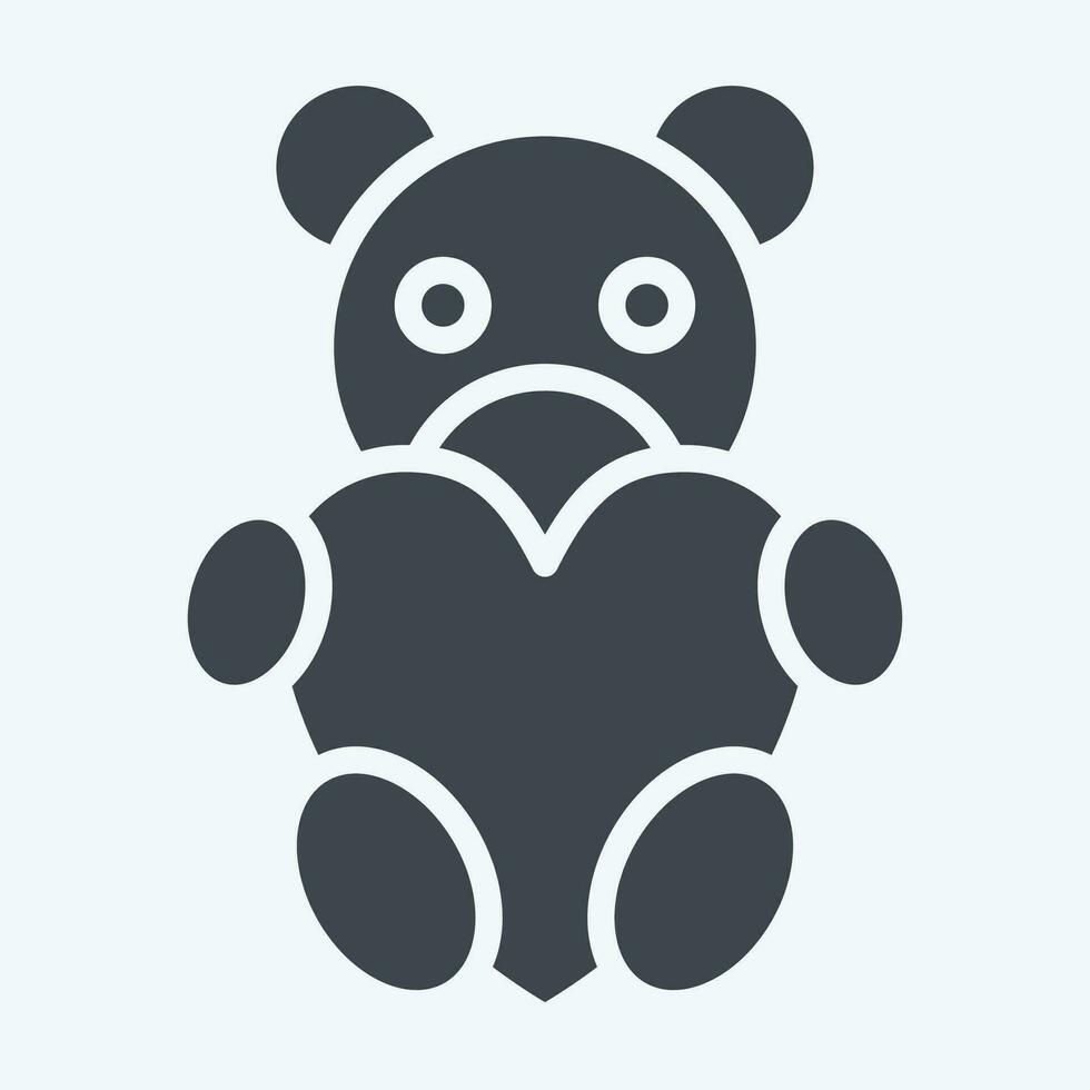 Icon Teddy Bear. related to Valentine Day symbol. glyph style. simple design editable. simple illustration vector