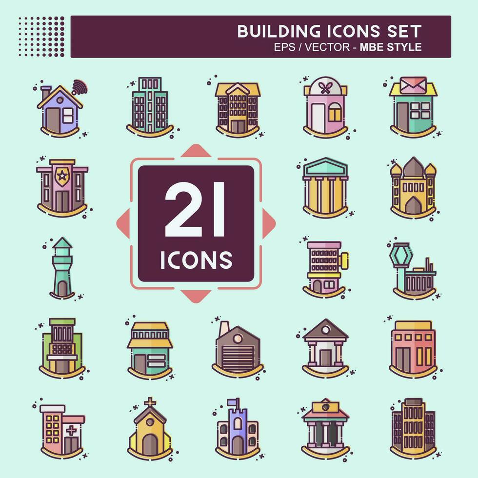 Icon Set Building. related to Icon Construction symbol. MBE style. simple design editable. simple illustration vector