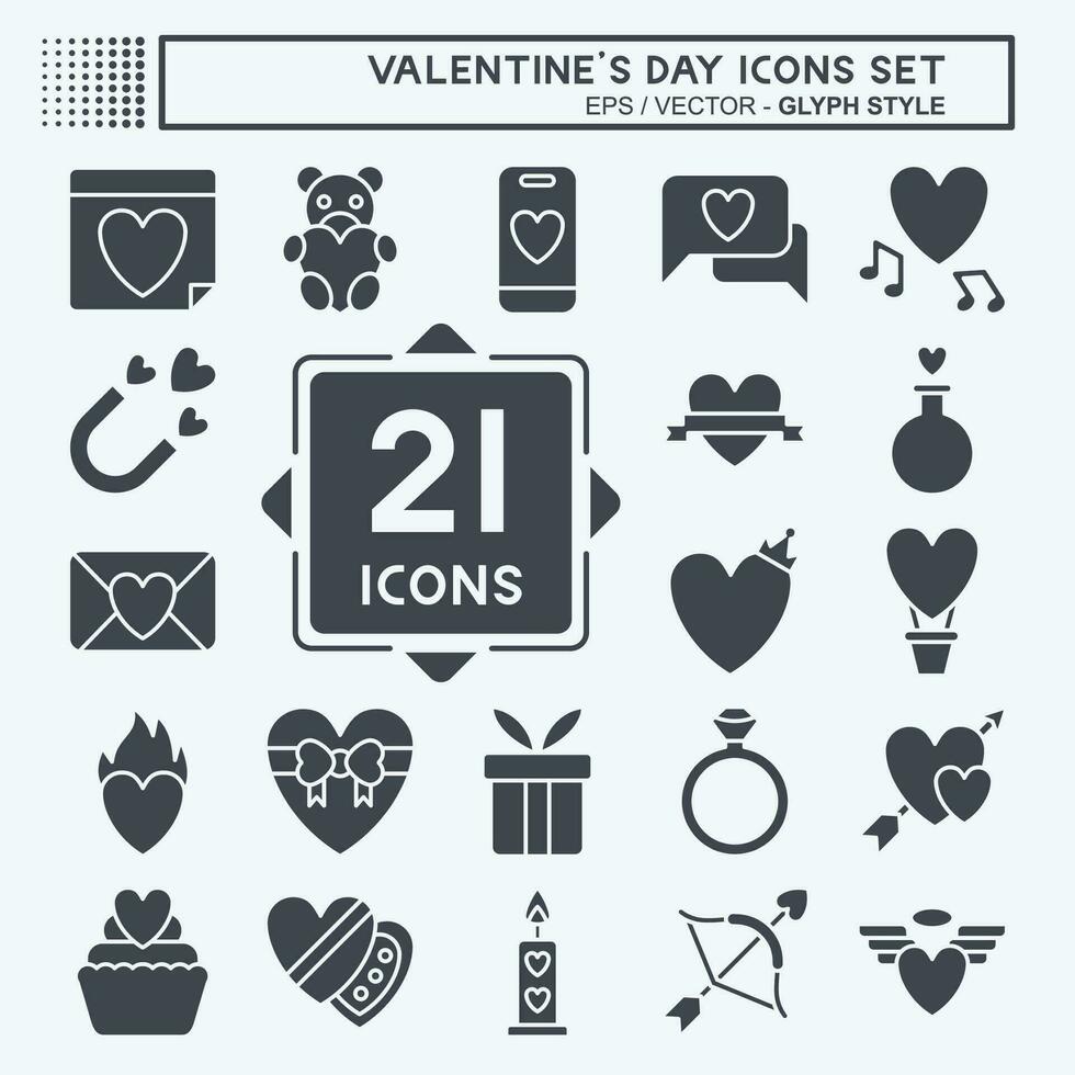 Icon Set Valentine Day. related to Love symbol. glyph style. simple design editable. simple illustration vector