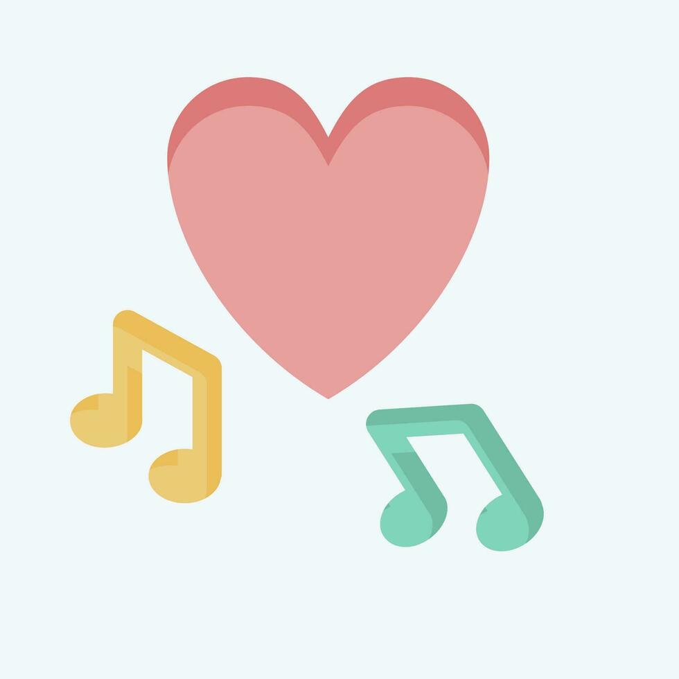 Icon Music. related to Valentine Day symbol. flat style. simple design editable. simple illustration vector