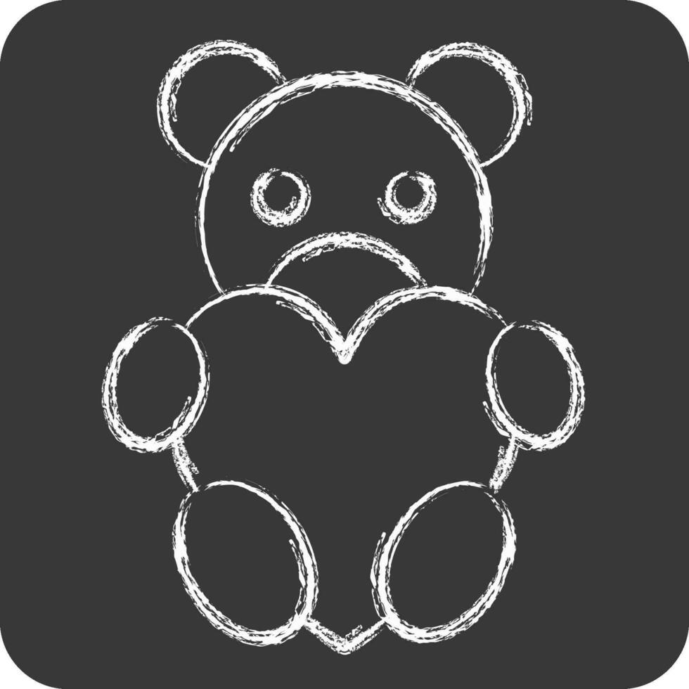 Icon Teddy Bear. related to Valentine Day symbol. chalk Style. simple design editable. simple illustration vector