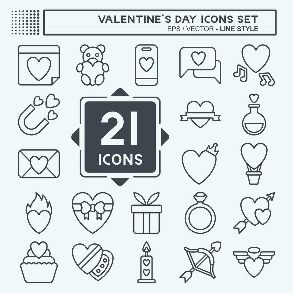 Icon Set Valentine Day. related to Love symbol. line style. simple design editable. simple illustration vector