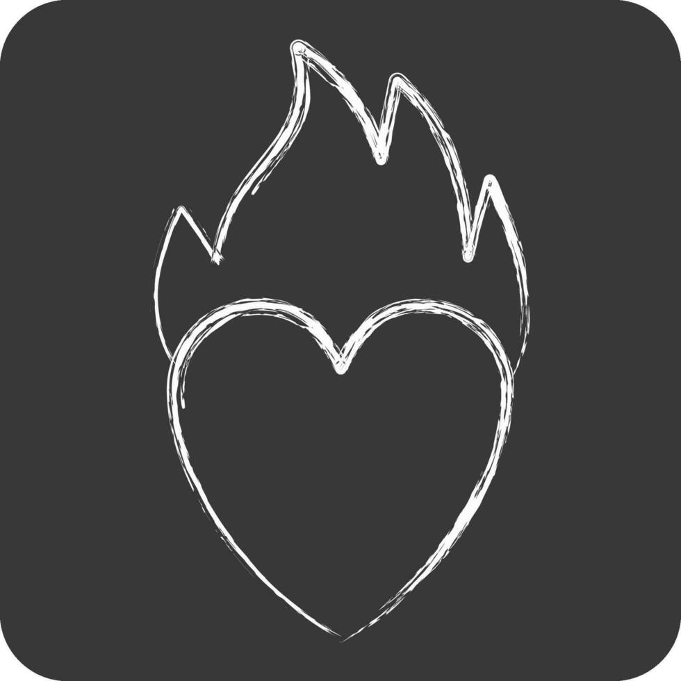 Icon Heart Fire. related to Valentine Day symbol. chalk Style. simple design editable. simple illustration vector