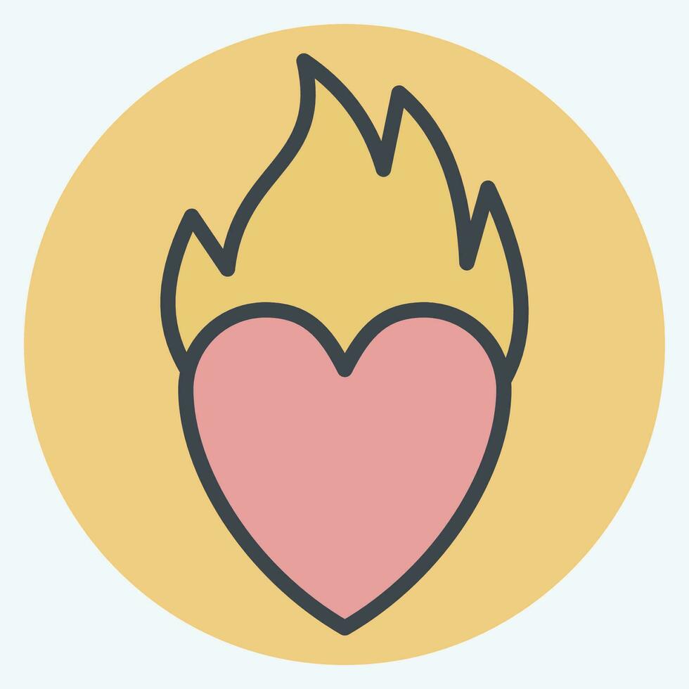 Icon Heart Fire. related to Valentine Day symbol. color mate style. simple design editable. simple illustration vector