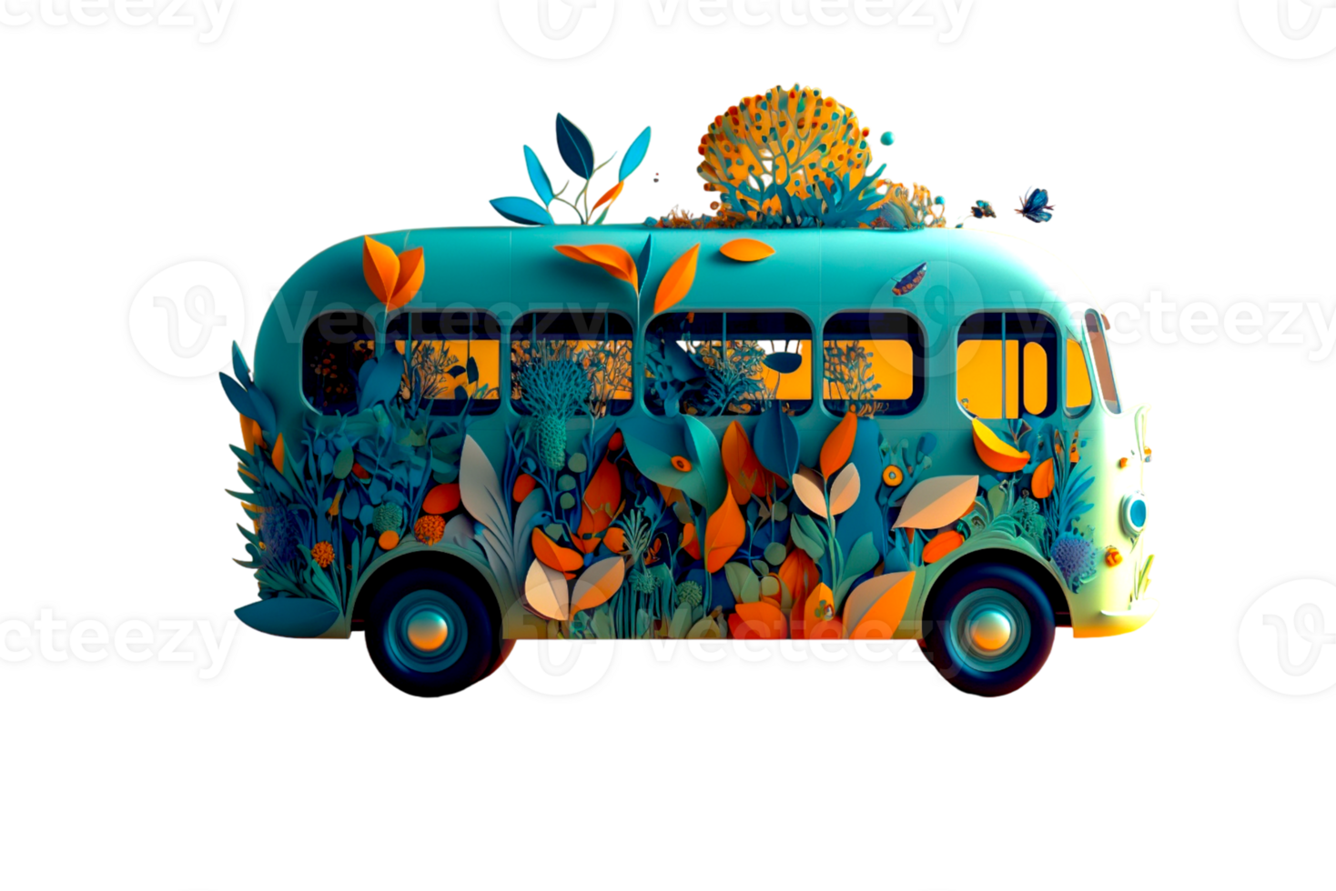 3l illustration transport with leaves ai generated png